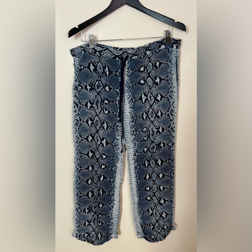 Joseph 100% Silk Pyjama Pants Size 40 Navy Cream Snakeskin Print Lounge Pant